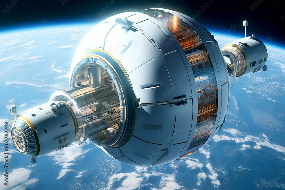Fototapeta premium high-tech space habitat orbiting Earth