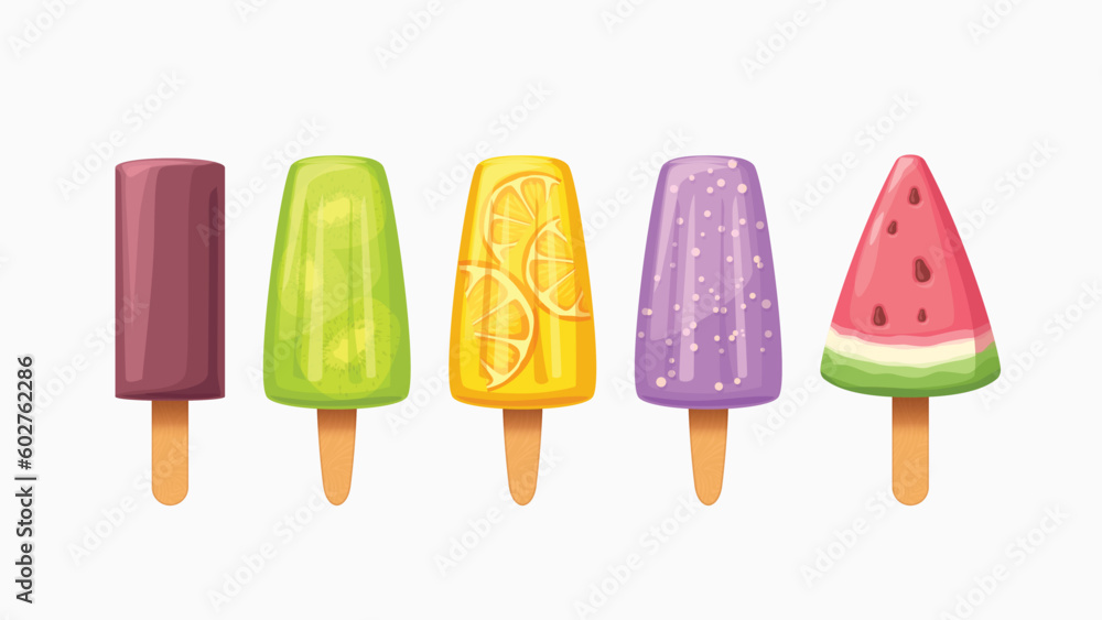 colorful various taste ice cream in set colorful various taste ice cream in set
