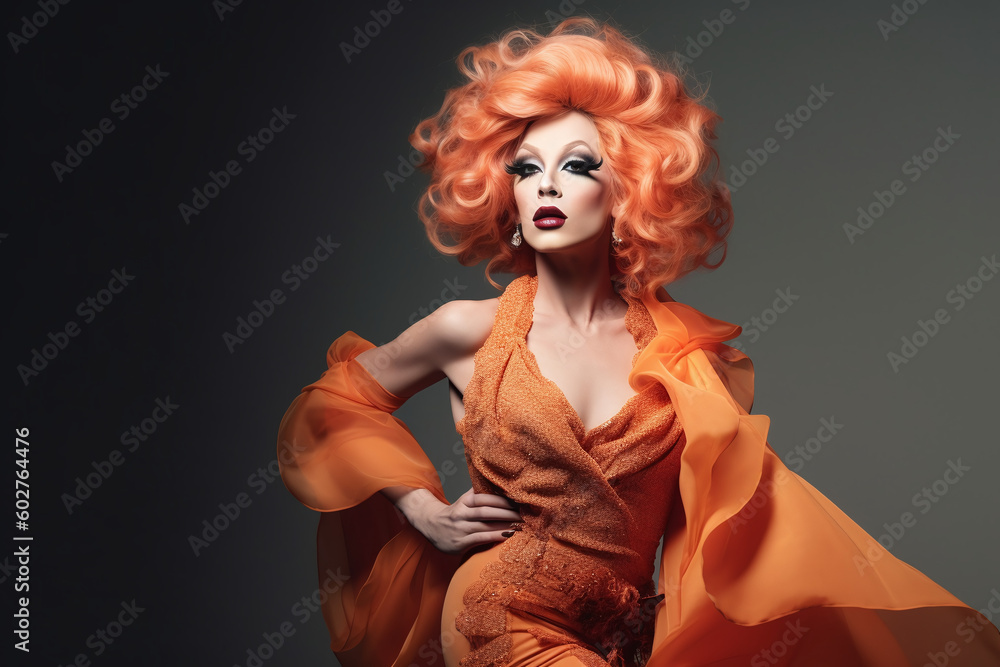 Beautiful Drag Queen in colorfull Outfit, made with generative AI Beautiful Drag Queen in colorfull Outfit, made with generative AI
