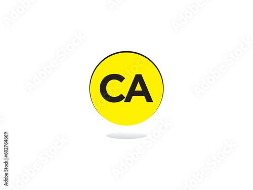 Premium Bold CA Letter Logo, Unique Circle Ca ac Logo Icon With Yellow Background