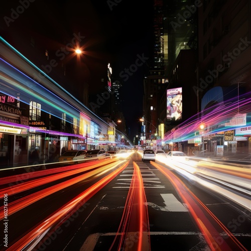 Fast City Flash Lights in the Night, generative Ai 