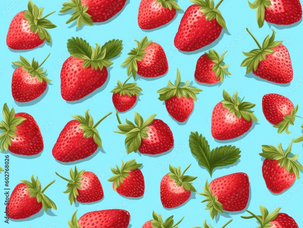 Strawberries background as seamless tile (generative AI) Strawberries background as seamless tile (generative AI)