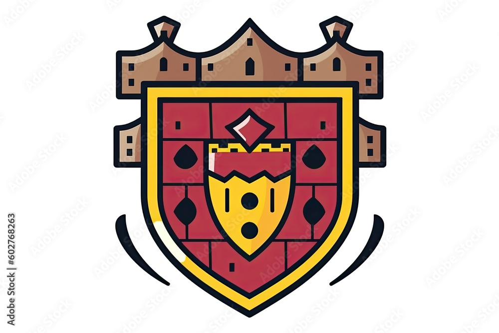 Obraz premium red and yellow shield with a crown on top Generative AI