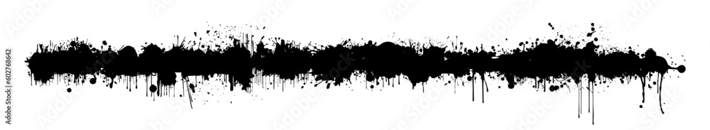 Long black blob, brush stroke. Vector illustration