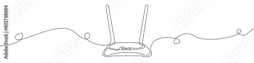 Wi-Fi router line continuous drawing vector. One line Wi-Fi router vector background. Wi-Fi router icon. Continuous outline of Wi-Fi router. Wi-Fie`s routers linear design.