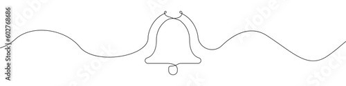 Bell line continuous drawing vector. One line Bell vector background. Bell icon. Continuous outline of Bell. Bells linear design.