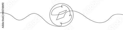 Compass line continuous drawing vector. One line Compass vector background. Compass icon. Continuous outline of Compass. Compases linear design.