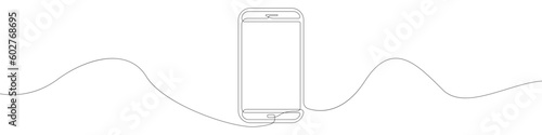 Smartphone line continuous drawing vector. One line Smartphone vector background.Smartphone icon. Continuous outline of Smartphone. Smartphones linear design.