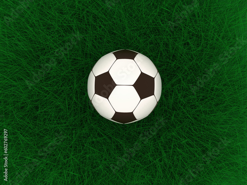 soccer ball on green background 3d image