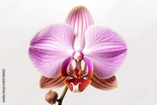 Close-Up Orchid  White Background. Generative AI
