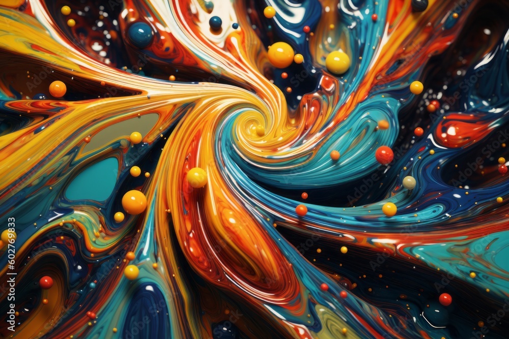 Colorful Liquid Swirls with Bubbles, Generated by AI Colorful Liquid Swirls with Bubbles, Generated by AI