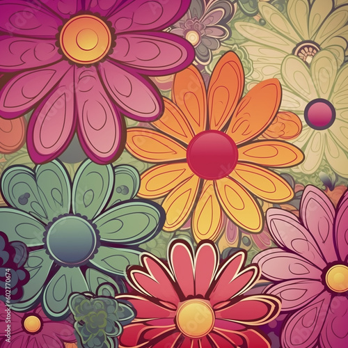 Wonderful Background with Flowers in warm colors  made with an generative AI
