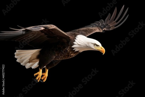 majestic bald eagle soaring through the sky with its wings outstretched Generative AI