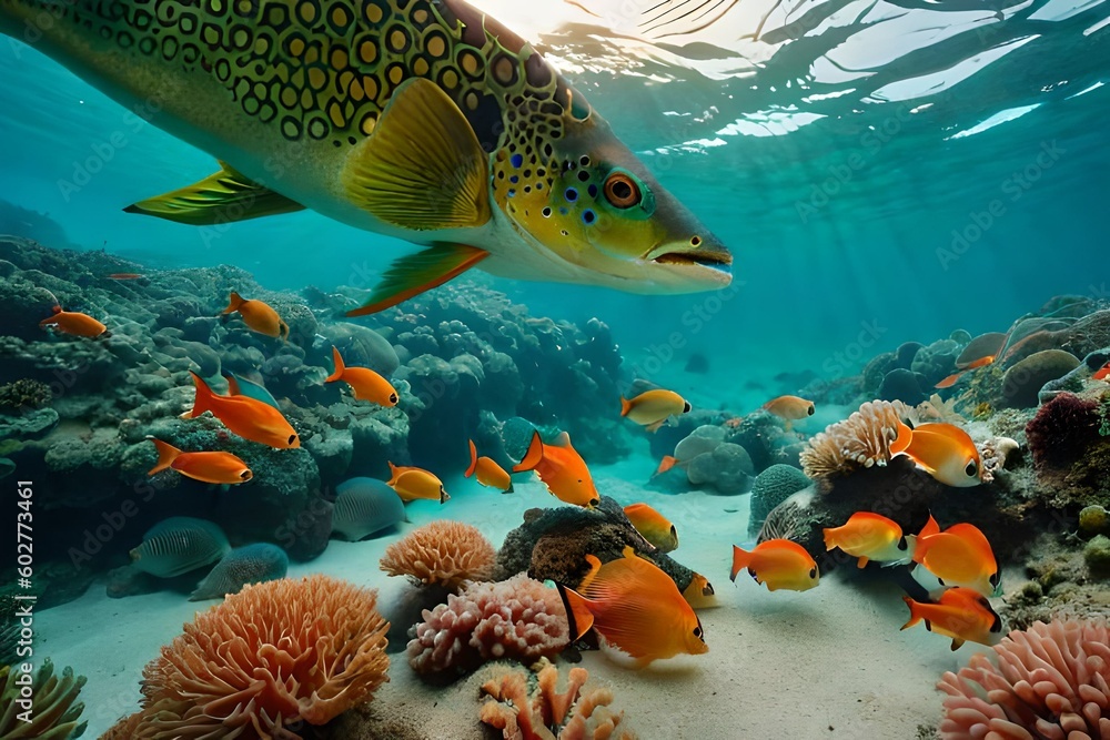 Unterwasserwelt mit Meeresfischen Unterwasserwelt mit Meeresfischen
