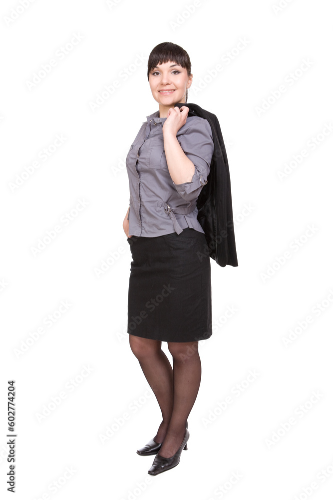 young businesswoman over white background young businesswoman over white background