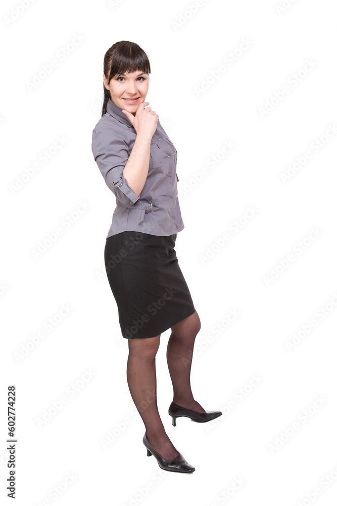 young businesswoman over white background young businesswoman over white background