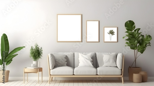 Minimalist Interior of modern interior desige 3D rendering  generative ai