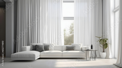 Minimalist Interior of modern interior desige 3D rendering, generative ai