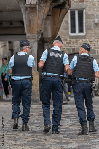 Policemen in the od town of Dinan, France