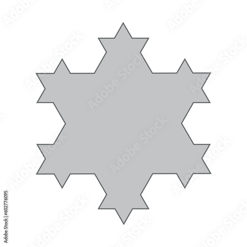 Koch snowflake construction. Vector illustration isolated on white background.