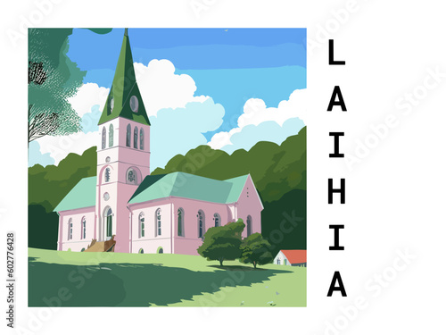 Laihia: Vintage travel poster with an Finnish landscape and the title Laihia