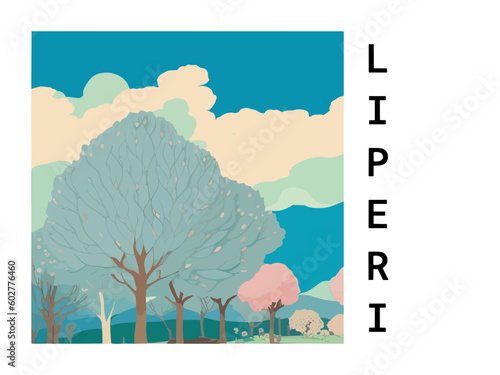 Liperi: Vintage travel poster with an Finnish landscape and the title Liperi