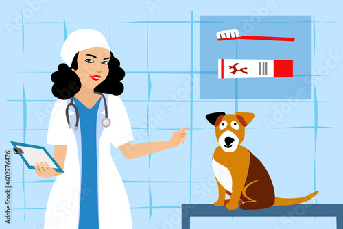 Photos Veterinarian demonstrates the importance of brushing a dog's teeth