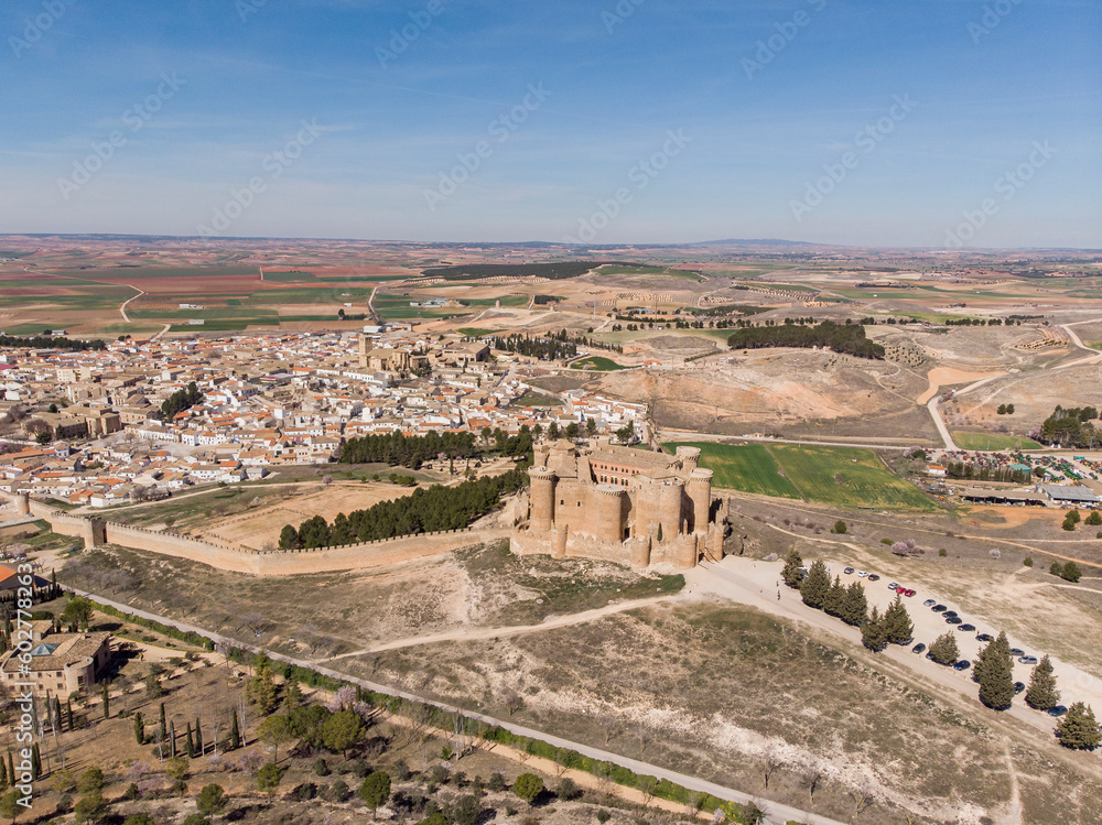 Aerial view of the Castle of Belmonte Cuenca.