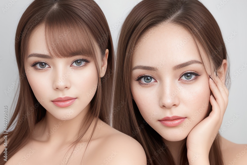 Face care and skin care, health and beauty concept. Portrait of young beautiful woman, healthy skin and minimum makeup, naturalness and beauty. Charming caucasian blonde girl. Generative AI Face care and skin care, health and beauty concept. Portrait of young beautiful woman, healthy skin and minimum makeup, naturalness and beauty. Charming caucasian blonde girl. Generative AI