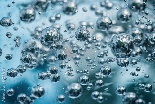 close-up water bubbles on a blue background Generative AI