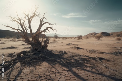 Dead tree in a dry land - generative ai