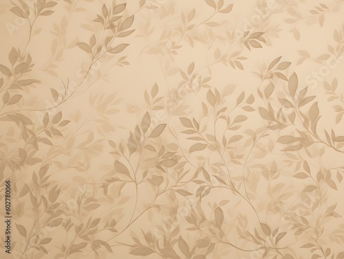 Beige Background with Subtle Leaf and Branch Pattern, AI Generated Image