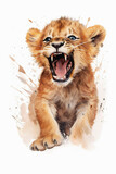 junger Löwe, Lion Cub, Water Colour Art, 3584x5376, Ratio 2:3