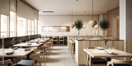 Sophisticated Modern Restaurant Interior AI Generated Generative AI © ArquitecAi