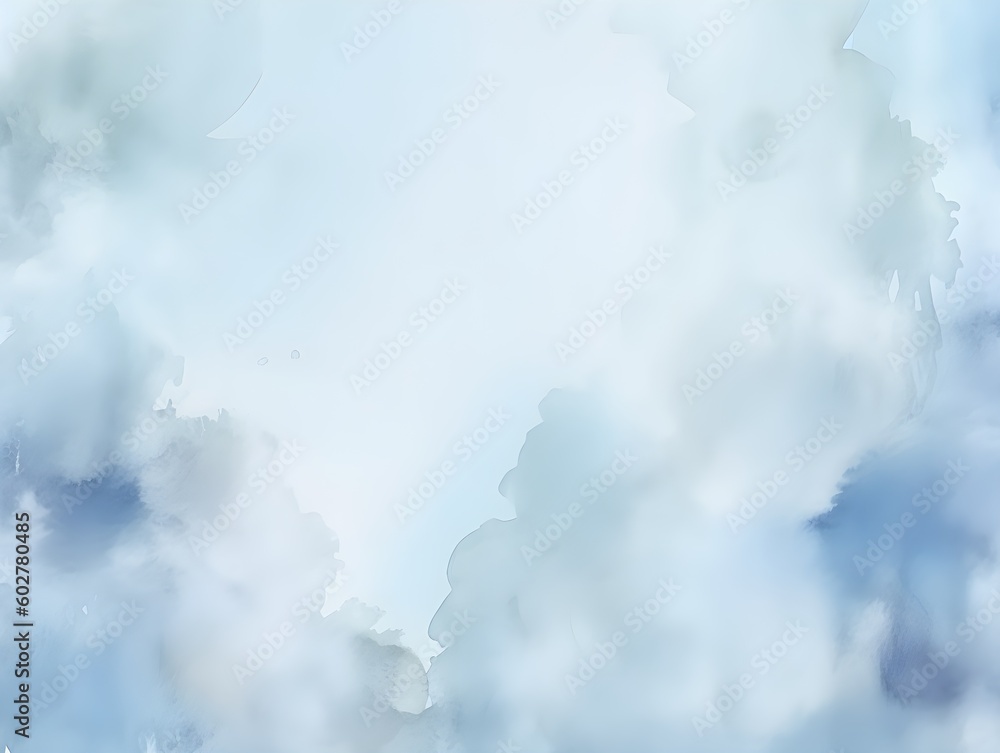 Pale Blue Background with Watercolor Wash Effect, AI Generated Image
