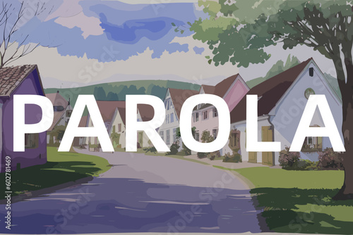 Parola: Beautiful painting of an Finnish village with the name Parola in Kanta-Häme