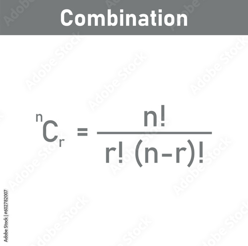 Permutation and combination formulas in mathematics.