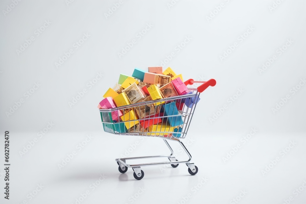 shopping cart with boxes -Ai