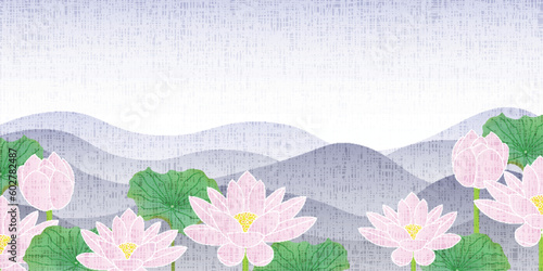 喪中　蓮　佛　和柄　背景	
