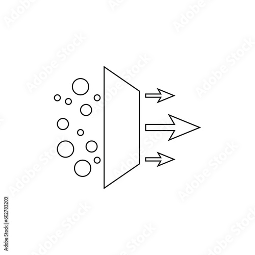 Drop water filtration icon. Filtration process. Simple filtration diagram. Vector illustration isolated on white background.