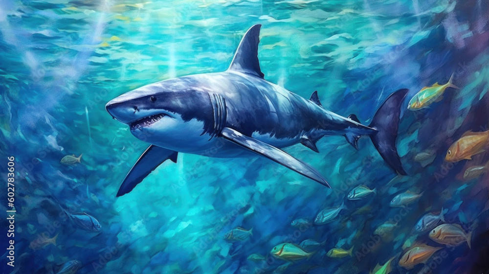 custom made wallpaper toronto digitalGreat white shark created with generative AI technology