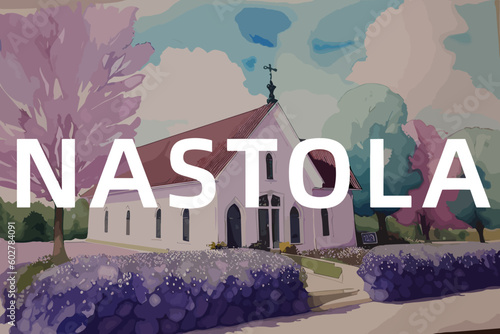 Nastola: Beautiful painting of an Finnish village with the name Nastola in Päijät-Häme