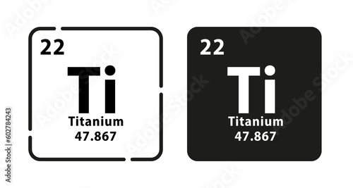Titanium periodic element icon. The chemical element of the periodic table. Sign with atomic number. Atomic mass and electronegativity values. Vector illustration