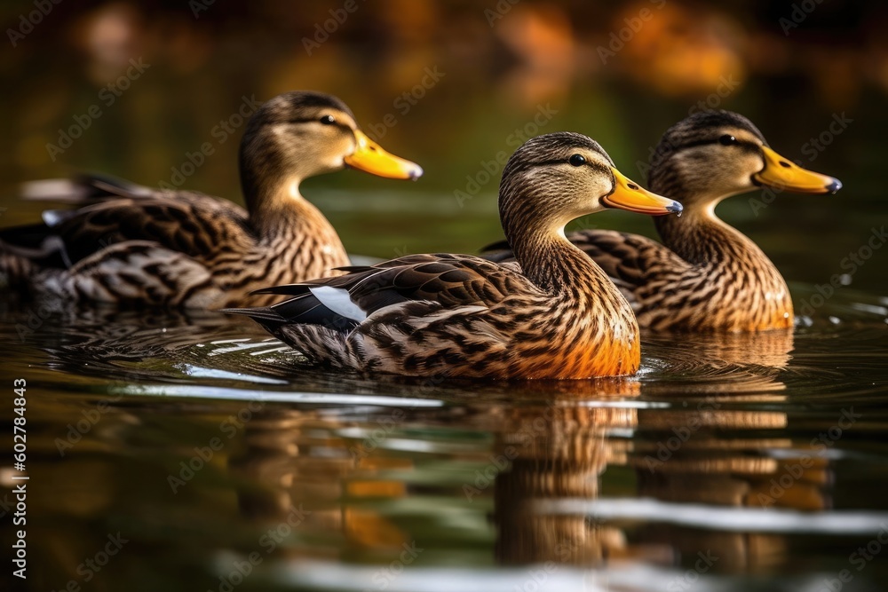 Ducks Diving and Creating Ripples in a Park's Tranquil Pond Ducks Diving and Creating Ripples in a Park's Tranquil Pond