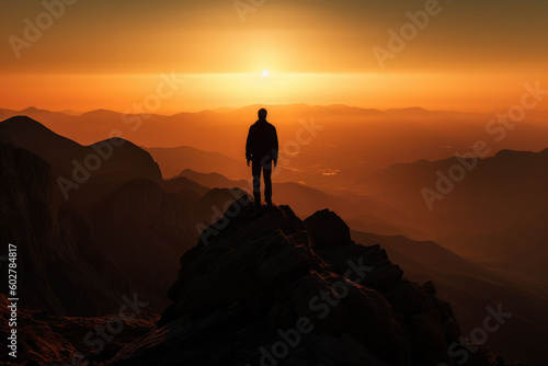 Achievement and Personal Growth - Dramatic Silhouette on a Mountain Peak at Sunset © Arthur