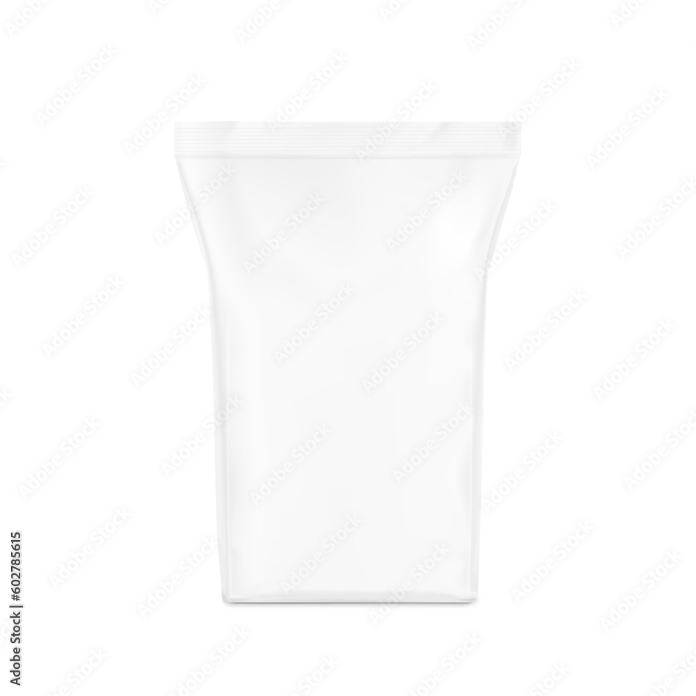Realistic stand up bag mockup. Vector illustration isolated on white
