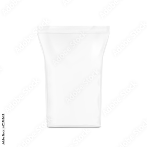 Realistic stand up bag mockup. Vector illustration isolated on white background. Front view. Can be use for template your design, presentation, promo, ad. EPS10.	