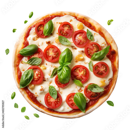 Caprese pizza isolated on transparent background