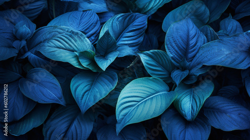 Blue Leaves Bundle Background - Generative AI