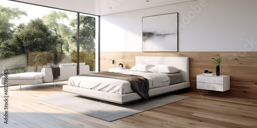 Cozy Modern Bedroom Interior Design AI Generated Generative AI © ArquitecAi